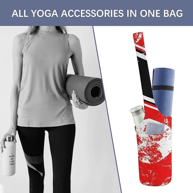 Aiyoolee Yoga Mat Bags, Large Tote Yoga Mat Carrier Holder with Water Bottle Pocket, Adjustable Shoulder Strap Storage Bag