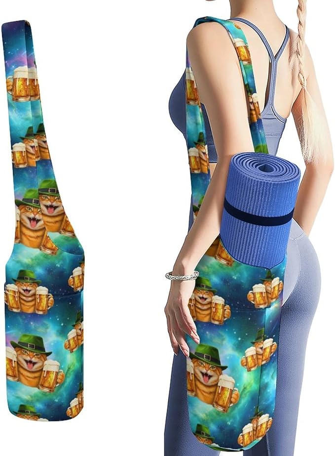 Aiyoolee Fashion Yoga Mat Bag with Large Pocket, Long Tote Yoga Bag Fit Most Mats Accessories