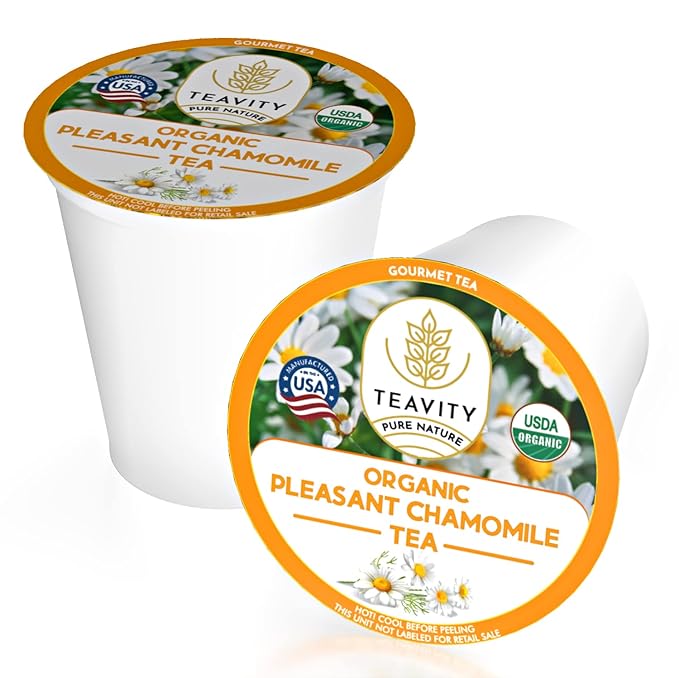 Teavity Organic Chamomile Tea Pods for Keurig - Decaf, 12 Count