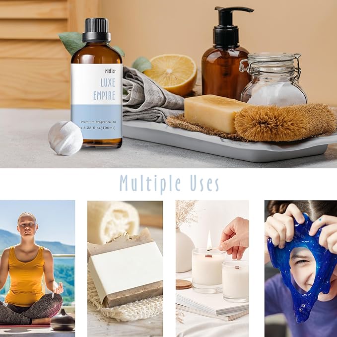 Luxe Empire Fragrance Oil, MitFlor Single Strong Scented Oil, Large Size Premium Grade Fragrance Oil for Soap & Candle Making, 3.38 OZ/100ml Aromatherapy Oil, Men & Rich Scent for Home Fragrance