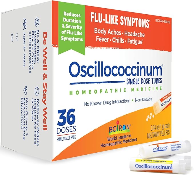 Boiron Oscillococcinum Homeopathic Medicine for flu-Like Symptoms, White, 36 Count