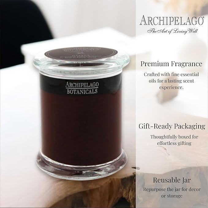Archipelago Botanicals Havana Glass Jar Candle, Bergamot, Tobacco Flower and Ylang Ylang Scent, Lead-Free Candle Wicks, Burns Approx. 60 Hours (8.6 oz)