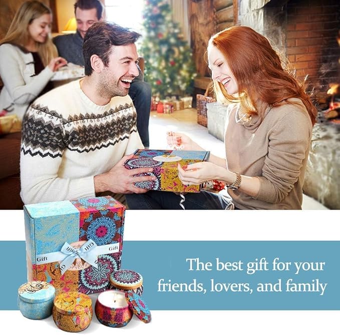 Scented Candles Gift Set,8% Essential Oil,4 Pack Aromatherapy Candle,Stress Relief Gifts for Women,120H Burning, Candles for Home Scented, Ideal for Birthday,Thanksgiving, Mother's Day,Valentine's Day