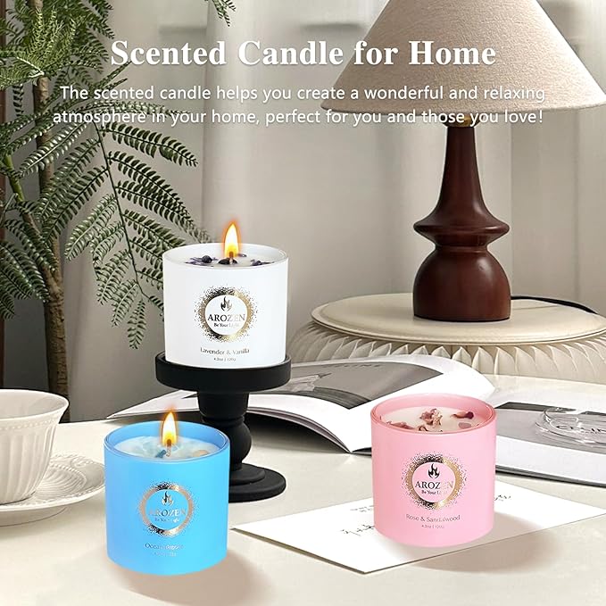 3 Pack Candles for Home Scented, Christmas Scented Candles Gift Set, Aromatherapy Soy Gifts Set for Women, Lavender Candle, 70H Long Lasting for Christmas Birthday Mother's Day Present Gifts