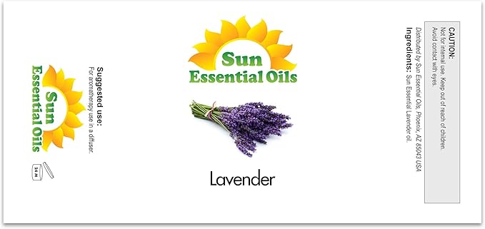 Sun Essential Oil - Lavender Essential Oil 16 oz (473 ml) for Diffuser, Humidifier, Skin, Aromatherapy Massage, Scented for Soap & Candle Making at Home, Calming Aroma for Sleep