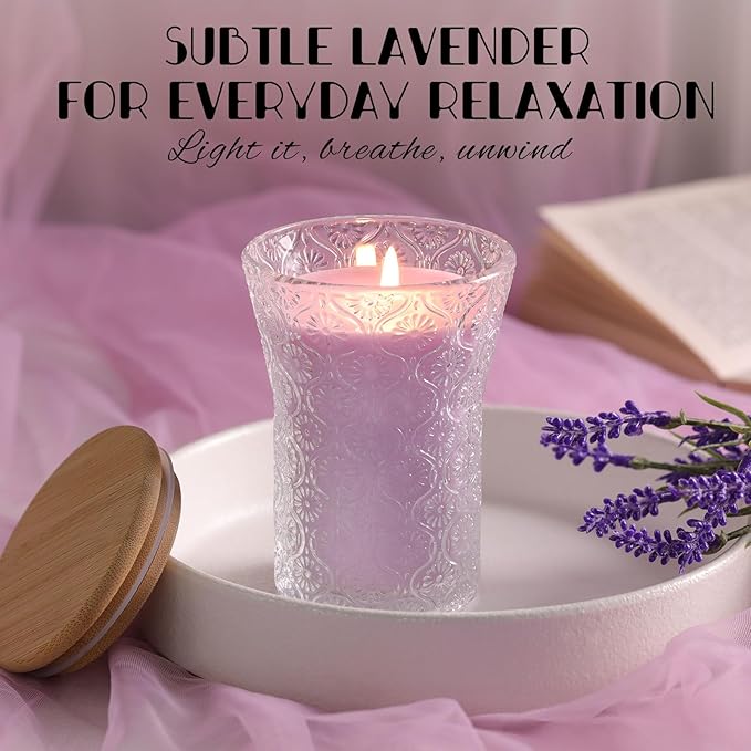 Lavender Scented Candle, Galentines Valentines Mother's Day Soy Jars Candles Gift for Women,8 OZ Aromatherapy Purple Candles for Home Decor