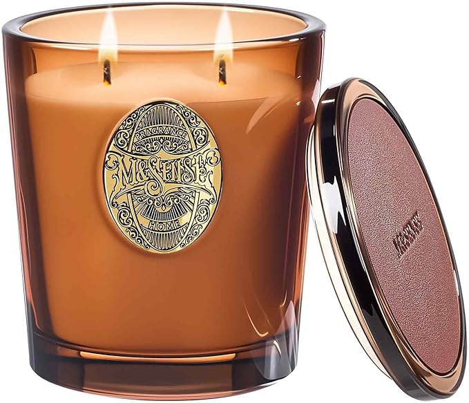 M&SENSE Large Two-Wick Soy Candle | Hot Cocoa & Brown | 19.8 oz, 120H Burn Time | Luxury Scented Candle for Relaxation, Gifting, Home Décor | Ideal for Bedroom, Office, Party Ambiance