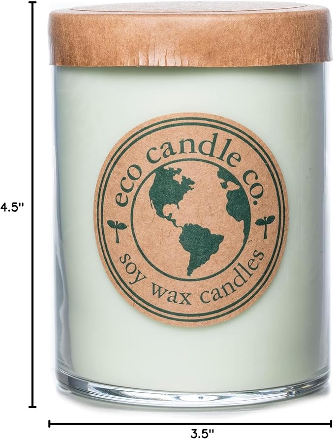 ECO CANDLE CO. Recycled Candle, Eucalyptus Mint, 18 oz. - Scents of Eucalyptus, Spearmint, & Peppermint - 100% Soy Wax, No Lead, Kraft Paper Label & Lid, Hand Poured, Phthalate Free, Midwest Soybeans