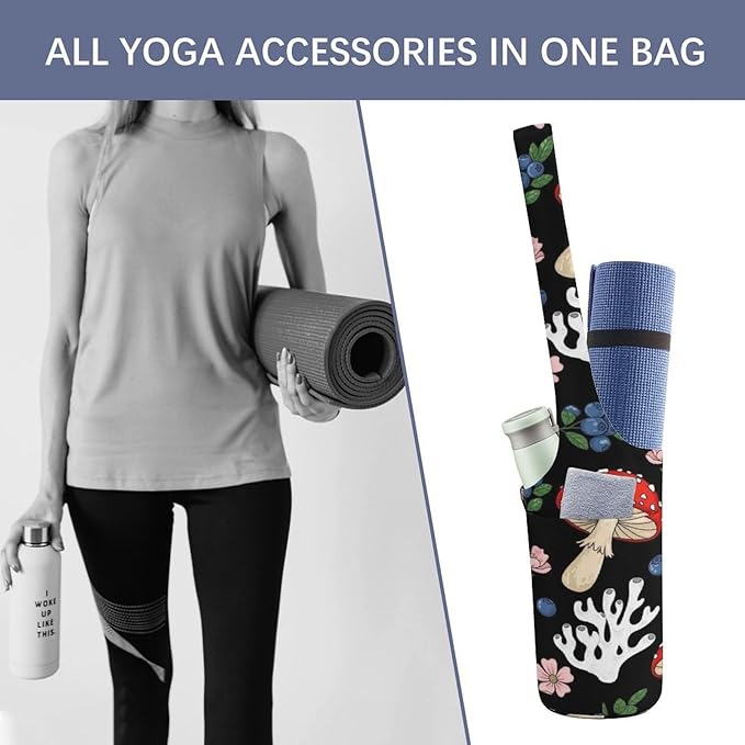 Aiyoolee Women's Portable Yoga Mat Bag Single Shoulder Carrier with Pocket for Gym Yoga Workout Travel