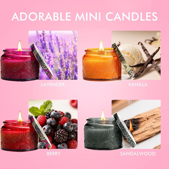 Scented Candles Gift Set 4 Pack, Natural Soy Wax Candles for Home, Natural Soy Wax, Aromatherapy Gifts Sets for Women Men, 11.2 oz-Lavender Vanilla Sandalwood Berry