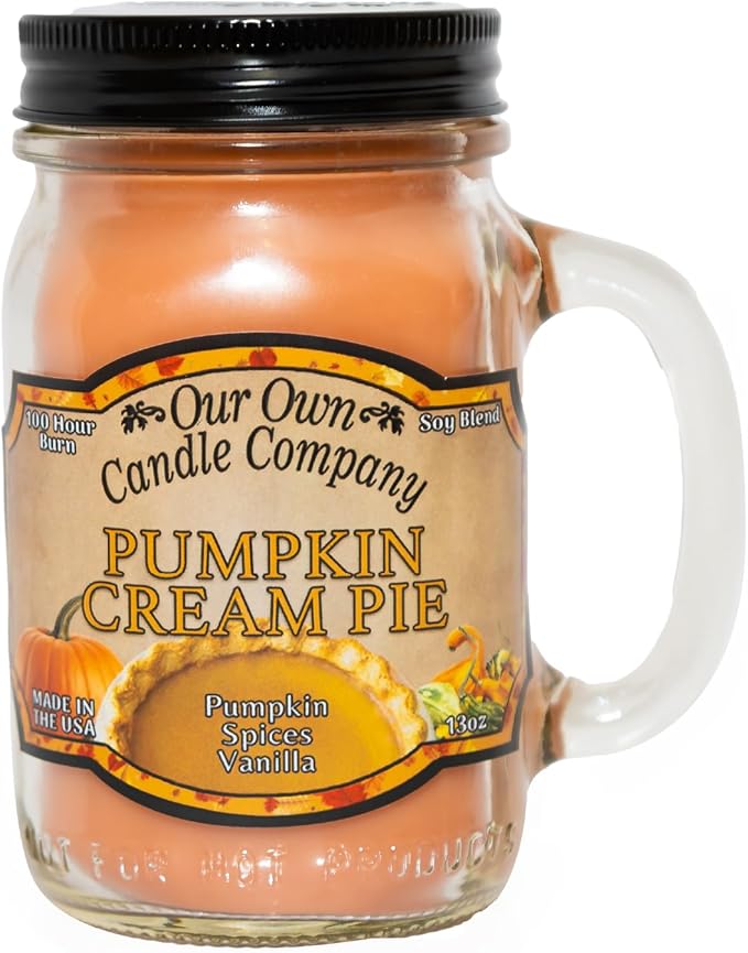 Our Own Candle Company Pumpkin Cream Pie Scented Mason Jar Candle, 100 Hour Burn Time, Made in The USA - 13 Ounces