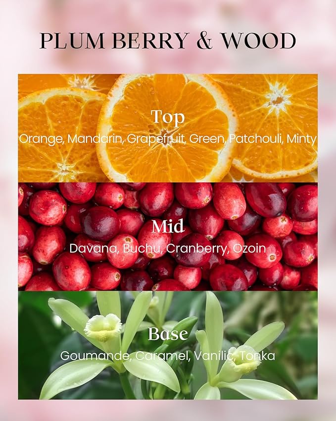 M&SENSE Plum Berrry Wood Soy Candles, Vegan Naturally Scented Non Toxic 8.1oz 42-Hour Burn Time, Winter Aromatherapy Candle for Stress Relief, Housewarming New Year Gifts