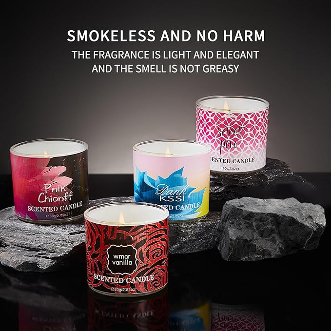 Soy Candles Home Glass Jar Scented Candles Even Burn High Concentration Long-Lasting Fragrance Ideal for Bedrooms, Bathrooms, Offices, Small Gatherings Vanilla