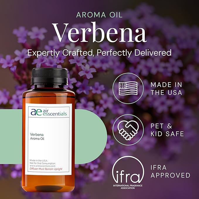 Verbena Aroma Oil, Essential Oils Blend for Diffusers & Scent Machines, Citrus, Floral, and Green Fragrance, Aromatherapy, Cold Air Diffuser Compatible, 300 mL