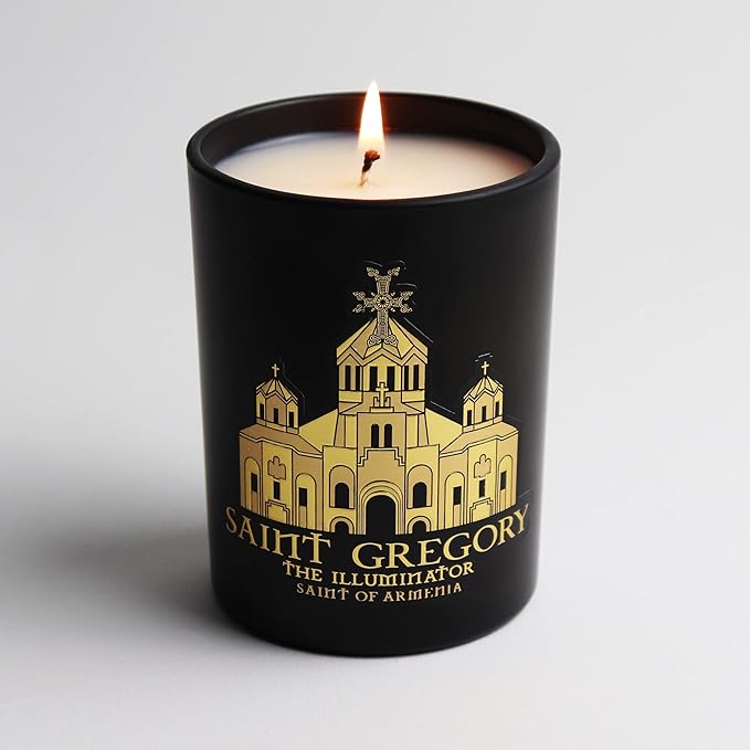 SAINT Saint Gregory The Illuminator Scented Candle with Prayer and Prayer Coin, Saint of Armenia, Soy Coconut Aromatherapy Candle with 80 Hour Burn Time, Special Edition