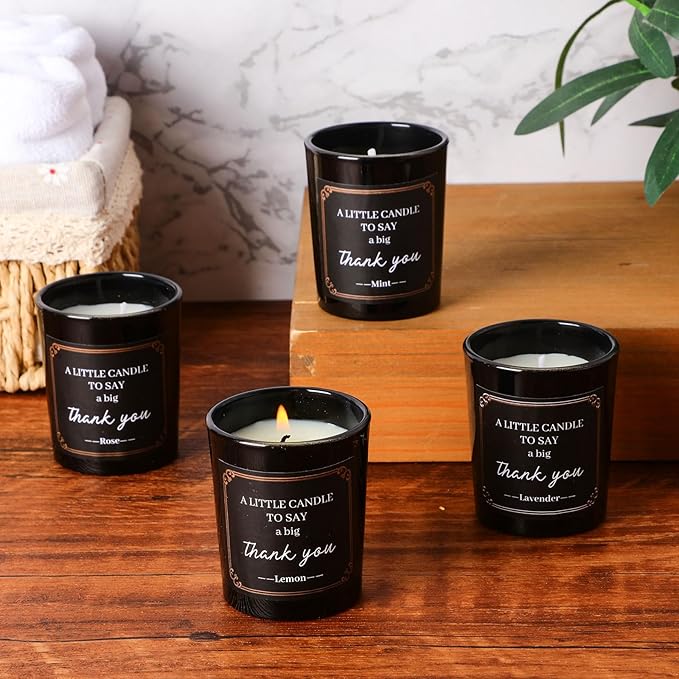 MTLEE 16 Pack Scented Candles Gifts Set Aromatherapy Soy Wax Candles Bulk Scented for Bridesmaid Birthday Valentine Mother's Day Bath Yoga Family Gatherings Festive(Appreciation,Black)