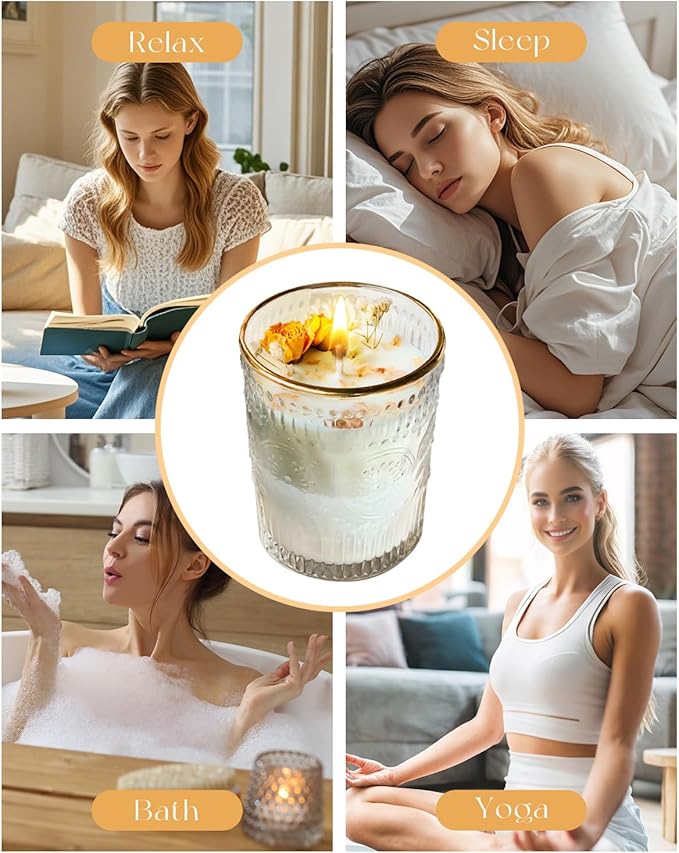 Jasmine Scented Candle, 36 Hours Long-Lasting, Natural Soy & Beeswax Glass Jar Candle, Fragrant Home Decor for Women, Perfect for Relaxation, Romance, and Gifts