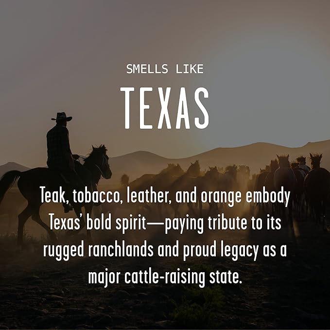 Texas Gifts, Texas Decor for Home - 'There's No Place Like Texas Candle, w/Teakwood, Tobacco & Rich Leather I Texas Souvenirs I Texas State Gifts I 9oz Jar, 50Hr Burn, USA Made