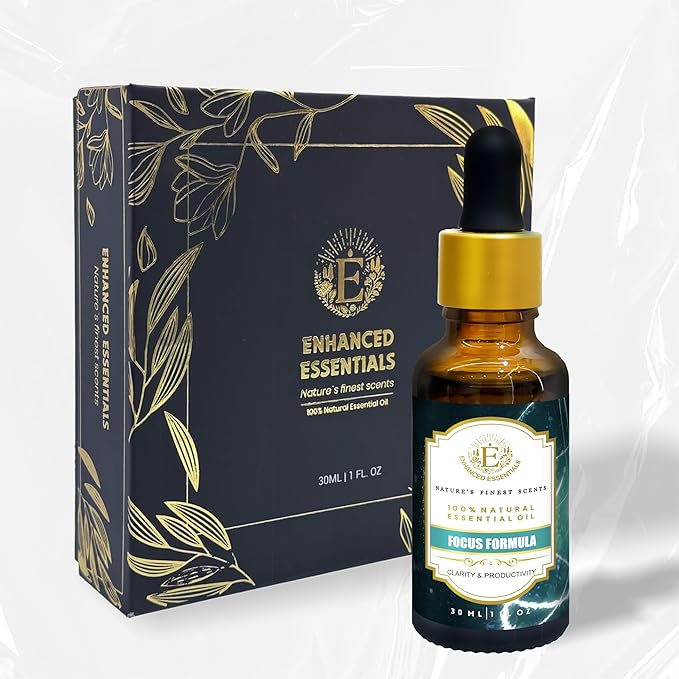 Essential Oil Blend for Focus & Clarity by Enhanced Essentials |100% Pure, Slow-Distilled Aromatherapy for Concentration, Study, Work & Mental Sharpness – 1 fl oz (30 ml)