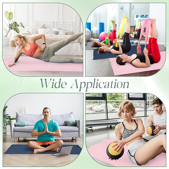 Hahafelt 3 Pack Non Slip Hot Yoga Mat Towel with Grip Dot and Secure Fit Elastic Straps 72" x 26" Microfiber Yoga Towel Absorbent Sweat for Pilates Fitness(Morandi Pink Blue Green)