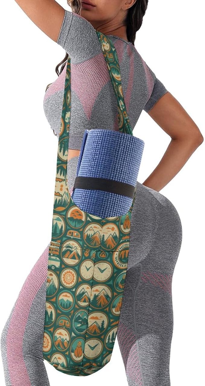 KKdskkds Vintage RoseYoga Mat Bag Large Opening Long Tote Yoga Mat with Pocket Fit Most Size Mats