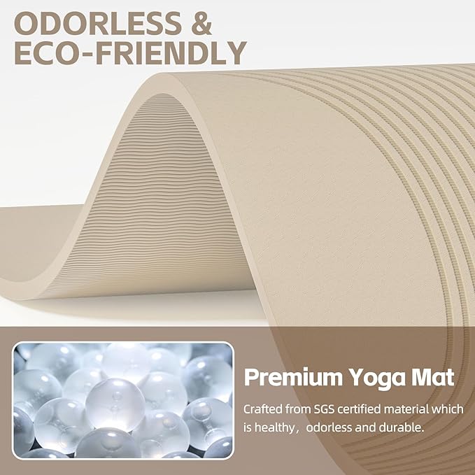 PAIDU Large Yoga Mat, 72" x 36" x 2/5"（10MM） Thick Non-Slip Exercise Mat, SGS-Certified POE Material, Ideal for Home Gym, Yoga, Pilates, Fitness Workouts & Floor Mat