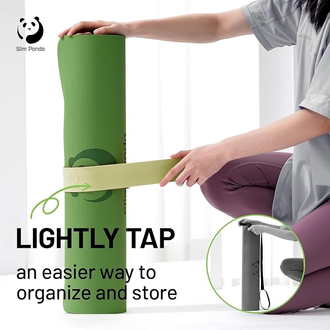 Slim Panda Yoga Mat Strap Slap Band, One Snap Keeps Mats Tightly Rolled, Heavy-Duty Clasp Fits Most Size Mats(24" L X 2" W)