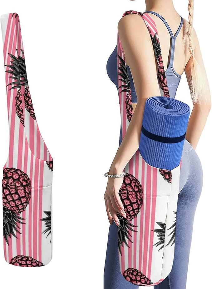 Meaudiwes Large Yoga Mat Bag with Long Strap for Women Yoga Accessories Sports Storage Bags Exercise Mats Tote Sling Carrier Bag