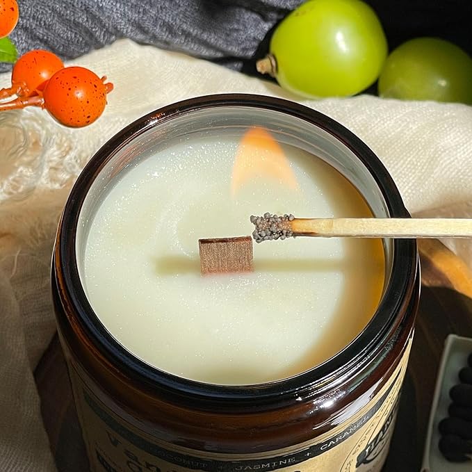 KOTKAS Coconut Vanilla Scented Candles - 8oz Natural Scented Soy Candles Non Toxic Aromatherapy Candles for Home Scented Candles Gifts for Women Bath Relaxing Calming Soothing Relaxation Stress Relief