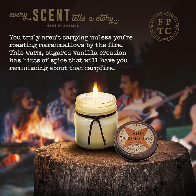 Roasted Marshmallow Scented Soy Aromatherapy Candle, Candles for Home Scented Variety, Use in Bath for Stress Relief and Relaxation, Ideal Gifts for Women 8 Oz w/Candle Jar