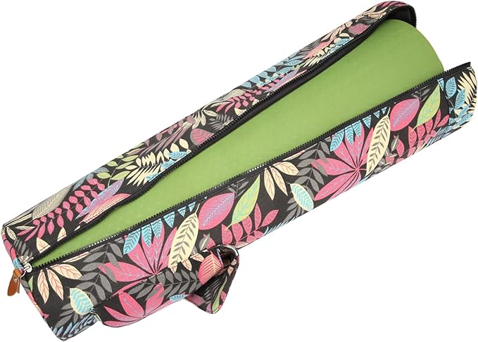 ELENTURE Canvas Yoga Mat Bag with Adjustable Strap & Pockets, Full-Zip Travel Gym Tote for Women & Men, Fits 1/4" & 1/3" Thick Mats, Lightweight Carrier for Yoga, Workout, Outdoor Use
