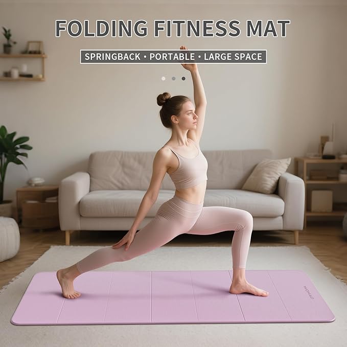 WOHAO 7-Fold Yoga Mat 70"x24" - 1/2 Inch Thick Folding Exercise Mat, Compact Non-Slip TPE Mat for Travel, Storage, Yoga & Home Gym, Lightweight & Portable