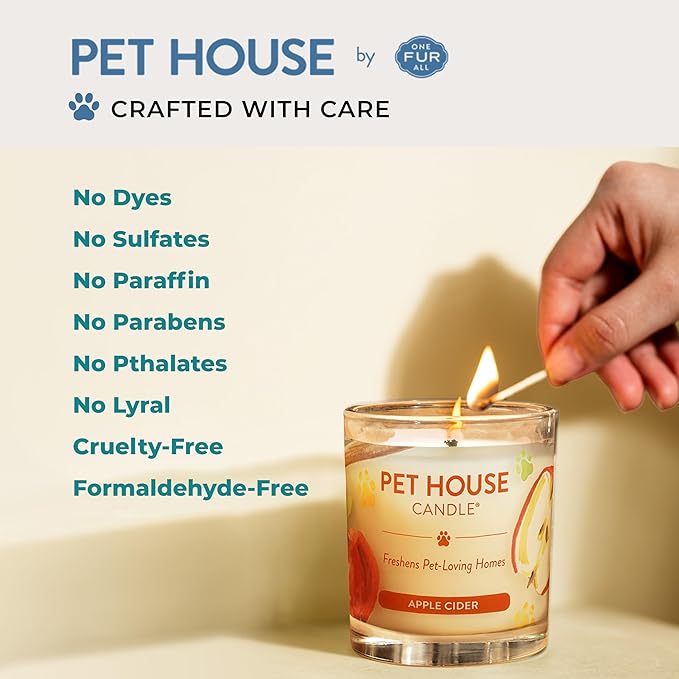Pet House Candles, Plant-Based, Long Lasting Scented Pet Friendly Candles for Home - Mediterranean Sea