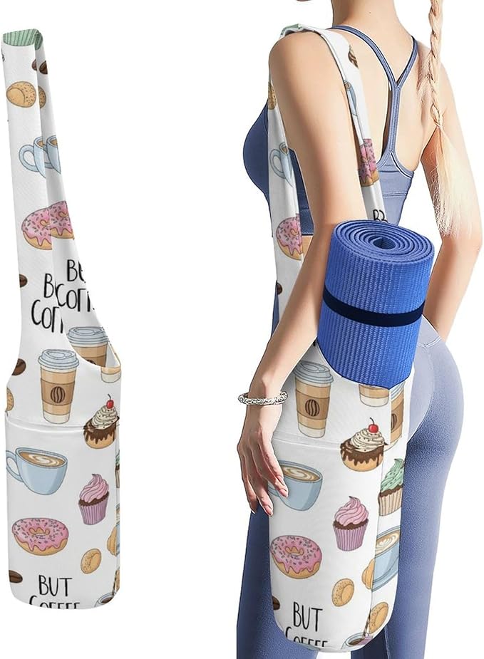 Meaudiwes Large Yoga Mat Bag with Long Strap for Women Yoga Accessories Sports Storage Bags Exercise Mats Tote Sling Carrier Bag