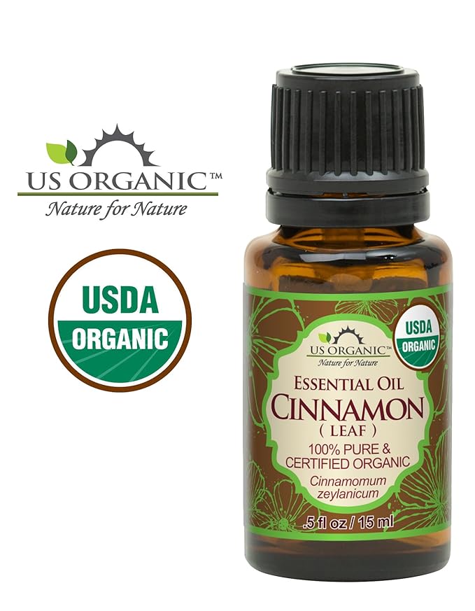US Organic 100% Pure Cinnamon Leaf Essential Oil - USDA Certified Organic, Steam Distilled - W/Euro Dropper (More Size Variations Available) (15 ml / .5 fl oz)
