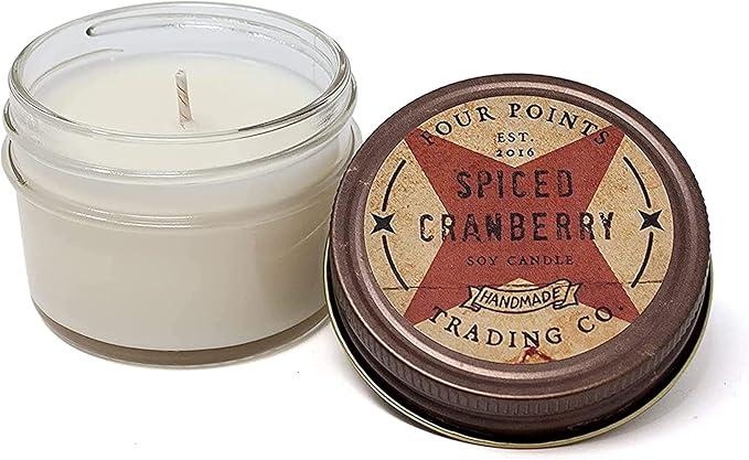 Four Points Trading Company Candles - Spiced Cranberry Aromatherapy Candle - Perfect Candle for Women or Men - Great for Birthday, Grandma, Mom, Home and Apartment Decor - 100% Soy Candle - 4oz