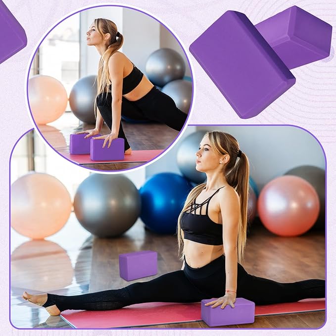 Wettarn 6 Pack Yoga Blocks 9 x 6 x 4 Inch Eva Foam Lightweight Non Slip Yoga Props for Yoga Pilates Stretching Meditation