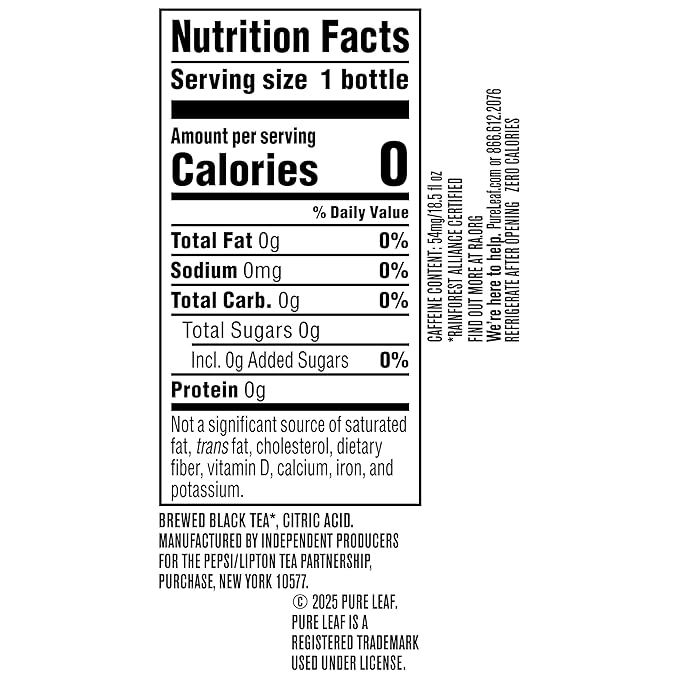 Pure Leaf Iced Tea, Unsweetened Real Brewed Tea, Zero Sugar & Zero Calories, 18.5 Fl Oz (Pack of 12)