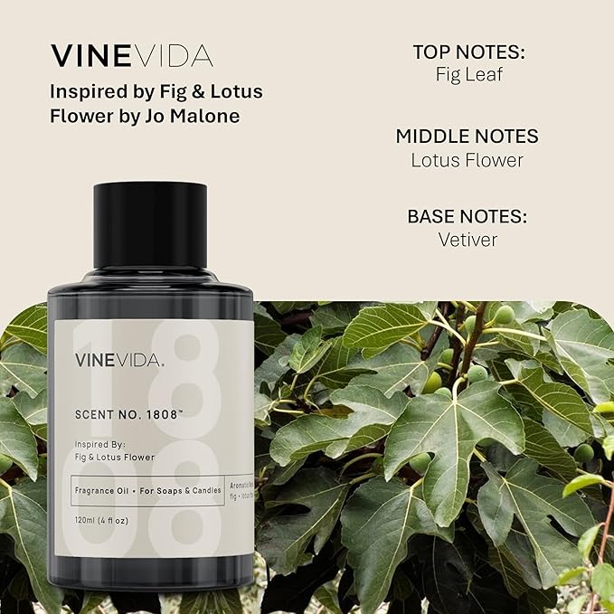 VINEVIDA [32oz] Fig & Lotus Flower Fragrance Oil for Candle Making - Natural Candle Oil Scents - Soap Making Essential Oil - Made in USA