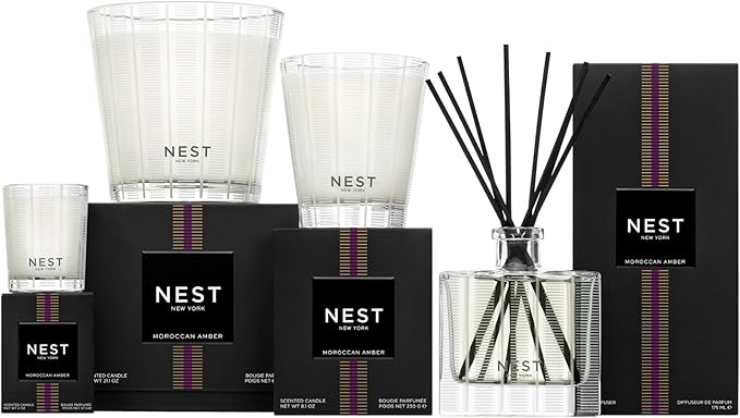 NEST New York Scented Classic Candle, Moroccan Amber - 8.1 oz - Up to 60-Hour Burn Time - Reusable Glass Vessel