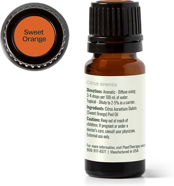Plant Therapy Sweet Orange Essential Oil 100% Pure, Undiluted, Natural Aromatherapy, Therapeutic Grade 10 mL (1/3 oz)