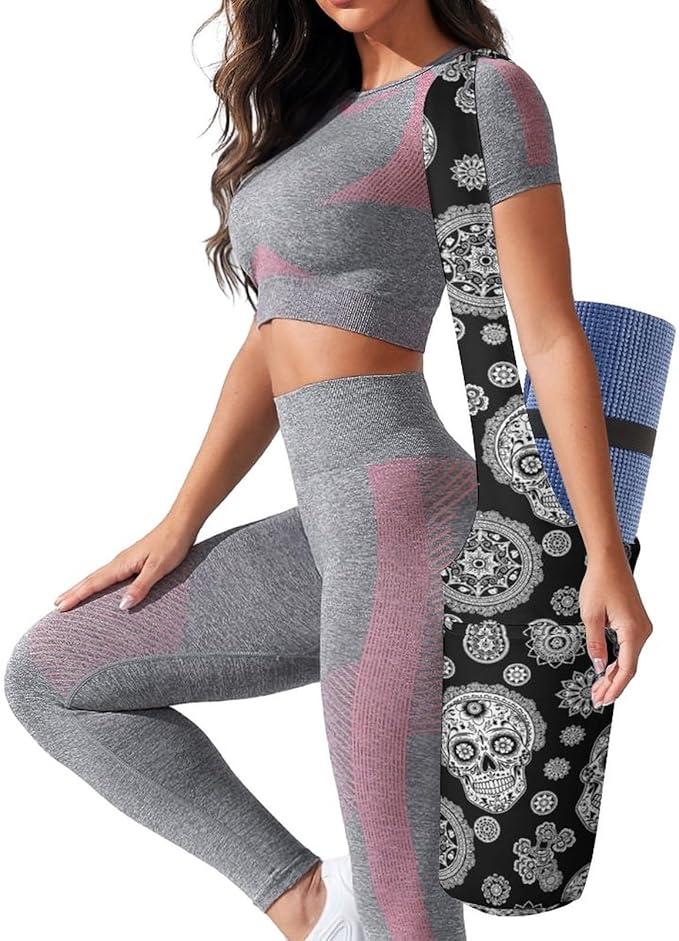 Meaudiwes Stylish Yoga Mat Bag for Women Exercise Mat Holder with Shoulder Strap Yoga Mats Totes Sports Storage Bag