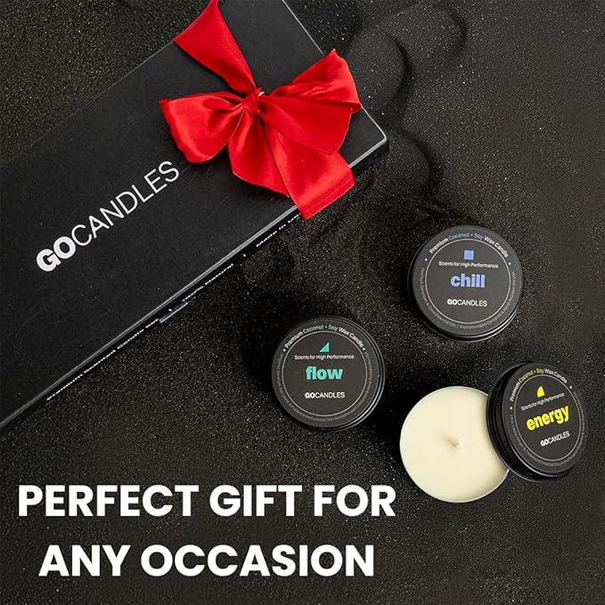 Go Candles - Scented Premium Candle Set, 100% Natural Non Toxic, 3 Pack Aromatherapy Gift for Men & Women, Travel Luxury Scents Home Bedroom Desk Man Cave, Clean Coconut Soy Wax with Essential Oils