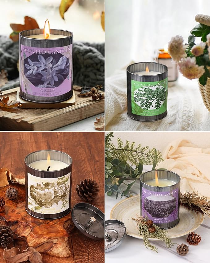 Scented Candles for Home, 8oz Soy Candle, 50H Burn, Vanilla Aromatherapy, White Candle in Gift Box, Perfect for Birthday, Mother's Day, Christmas