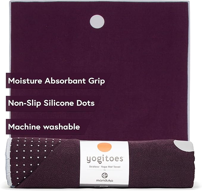 Manduka Yogitoes Hot Yoga Mat Towel - 71" | Moisture Activated Grip | Patented Silicone Nubs | Highly Absorbent, Durable & Easy Care | Made from Recycled Materials | 71 x 24 Inches