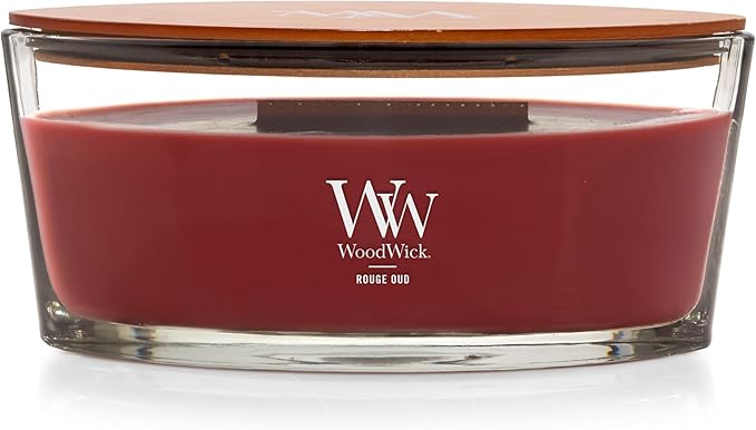 WoodWick Rouge Oud Gifts for Women and Men, 16 oz Ellipse Candle with Crackling Wick