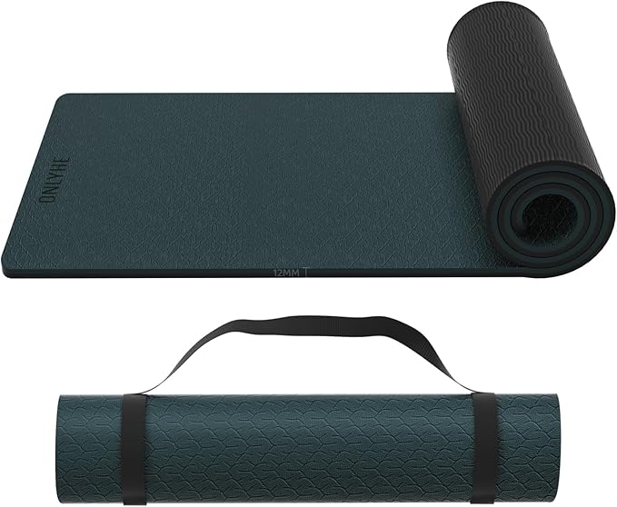 onlyhe Extra Thick 12mm TPE Exercise Yoga Mat with Strap, 1/2 Inch Non-slip Workout Mat for gymnastics, Pilates, Home, Workout, Gym Floor Fitness