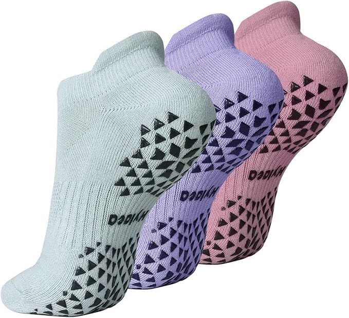 Hylaea Unisex Non Slip Socks with Grip for Yoga, Hospital, Pilates, Barre | Ankle, Cushioned