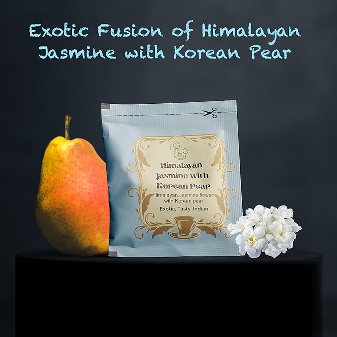 THE VEDAS Himalayan Jasmine Tea With Korean Pear | Caffeine free Herbal Tea | Biodegradable Cotton Teabags | 20 Tea Bags(Pack of 1)