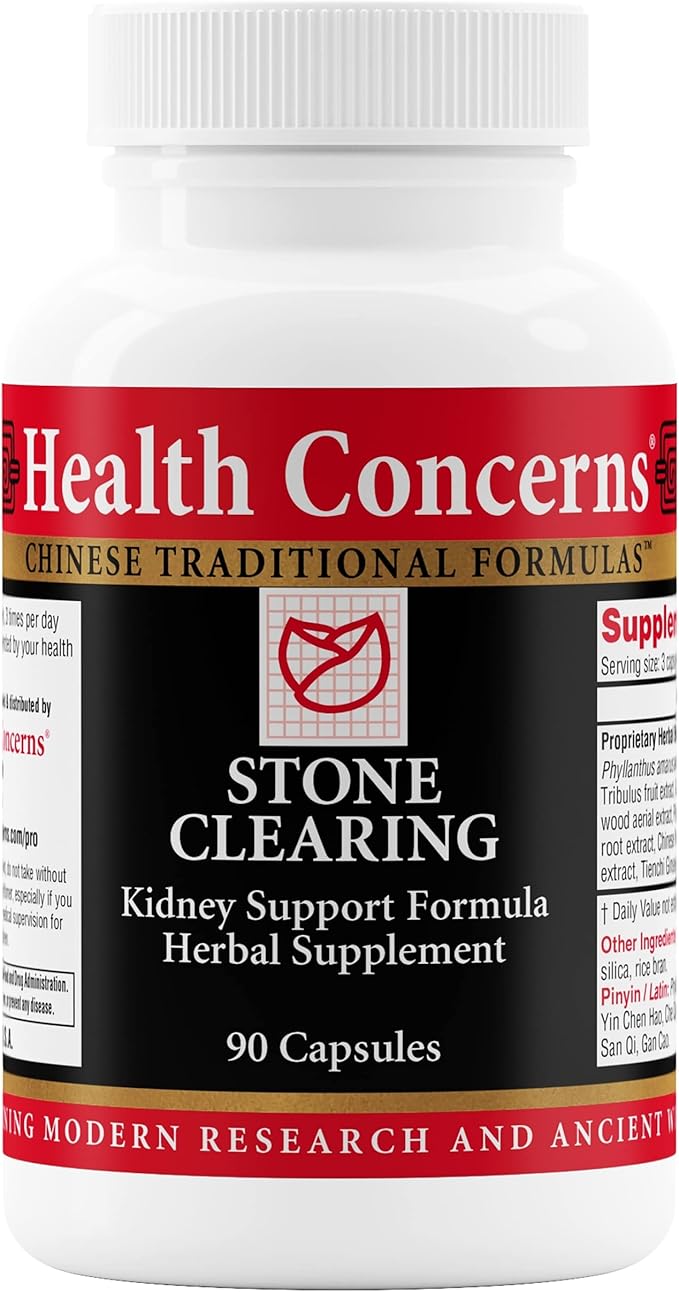 Health Concerns Stone Clearing – Kidney Support & Urinary Tract Cleanse – Damp Heat & Qi Flow Herbal Formula – Phyllanthus, Gardenia, Peony & Tienchi Ginseng Supplement – Bladder Detox – 90 Capsules
